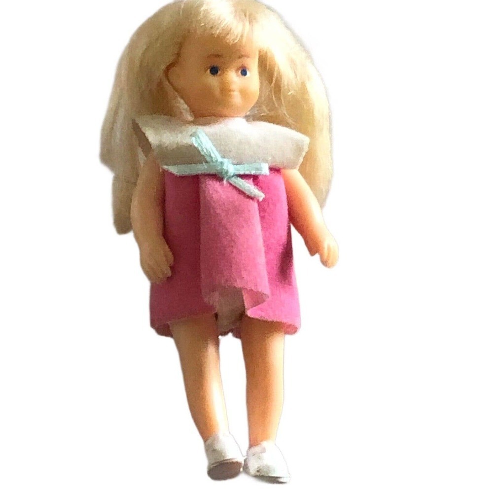 Vintage 1988 Horsham Vinyl Blonde Girl Dollhouse Doll 3” Tall - Picture 8 of 8